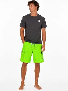 Hurley One and Only Neon Lime Green Board Shorts with Cargo Pocket Size 36